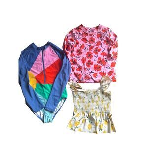 Lot Of Girls Swimming Suits Hanna Anderson Rashguard One Piece & Tank Sz 140/10